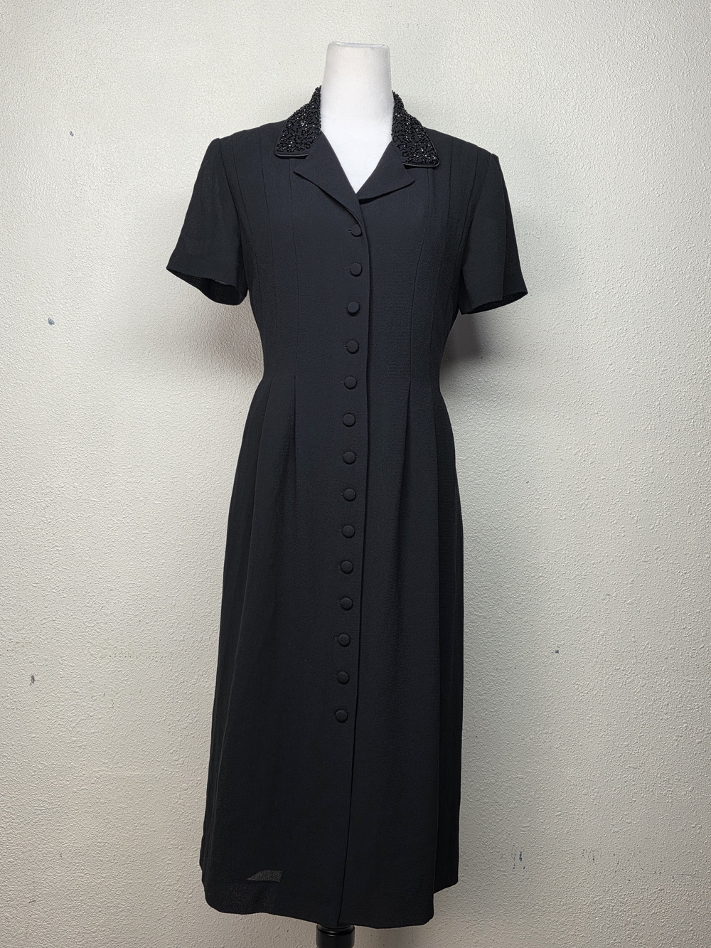 Jessica Howard Black Beaded-Collar Midi Dress Size 10 - Picture 2 of 7